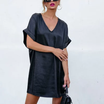 Muse By Magnolia Black Satin Mini Dress